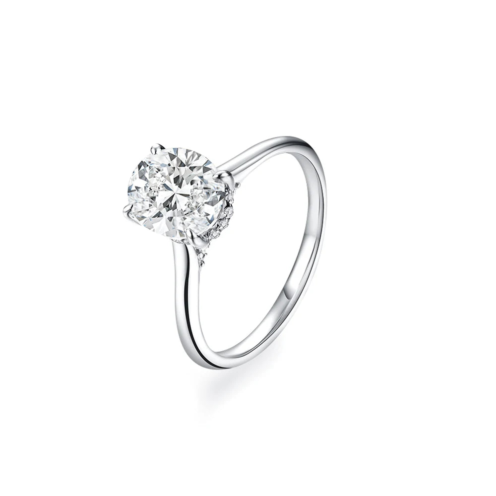 Moissanite Ring For Women Oval S925 Silver Engagement