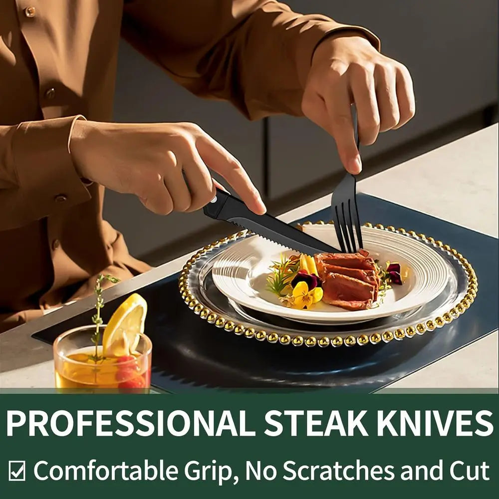 24-Piece Stainless Steel Silverware Set With Steak Knives