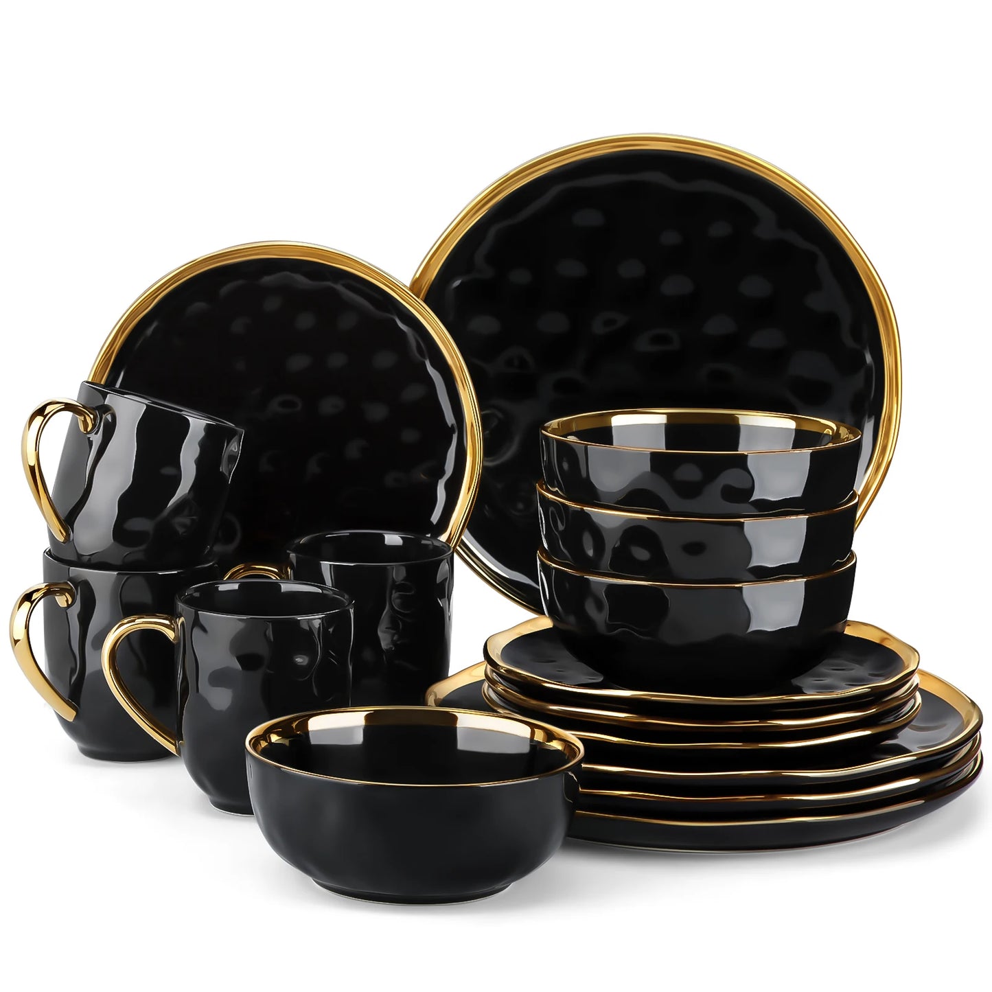 Malacasa Porcelain Dinnerware Set With Elegant Rim Tableware