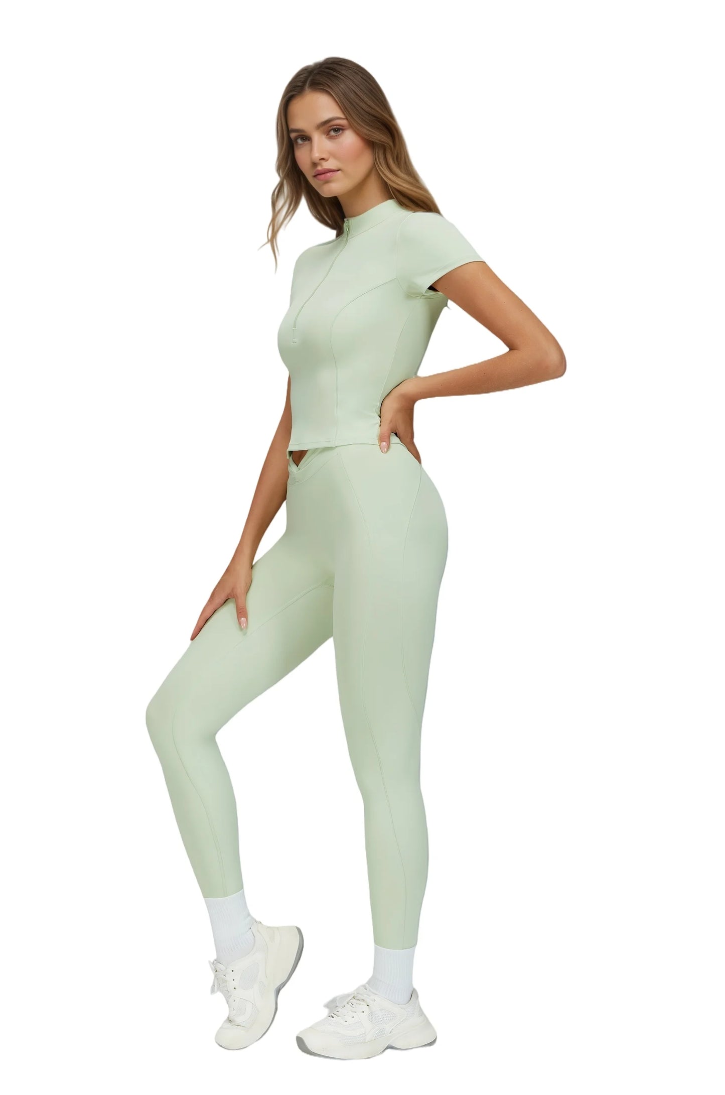 Yoga Set Half Zip Tracksuit For Women Breathable Slim Fit