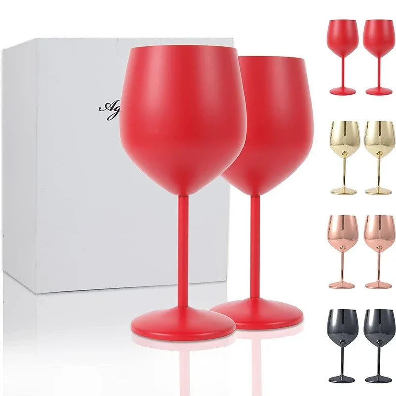 Stainless Steel Goblet Wine Glass Unbreakable Bar Glass