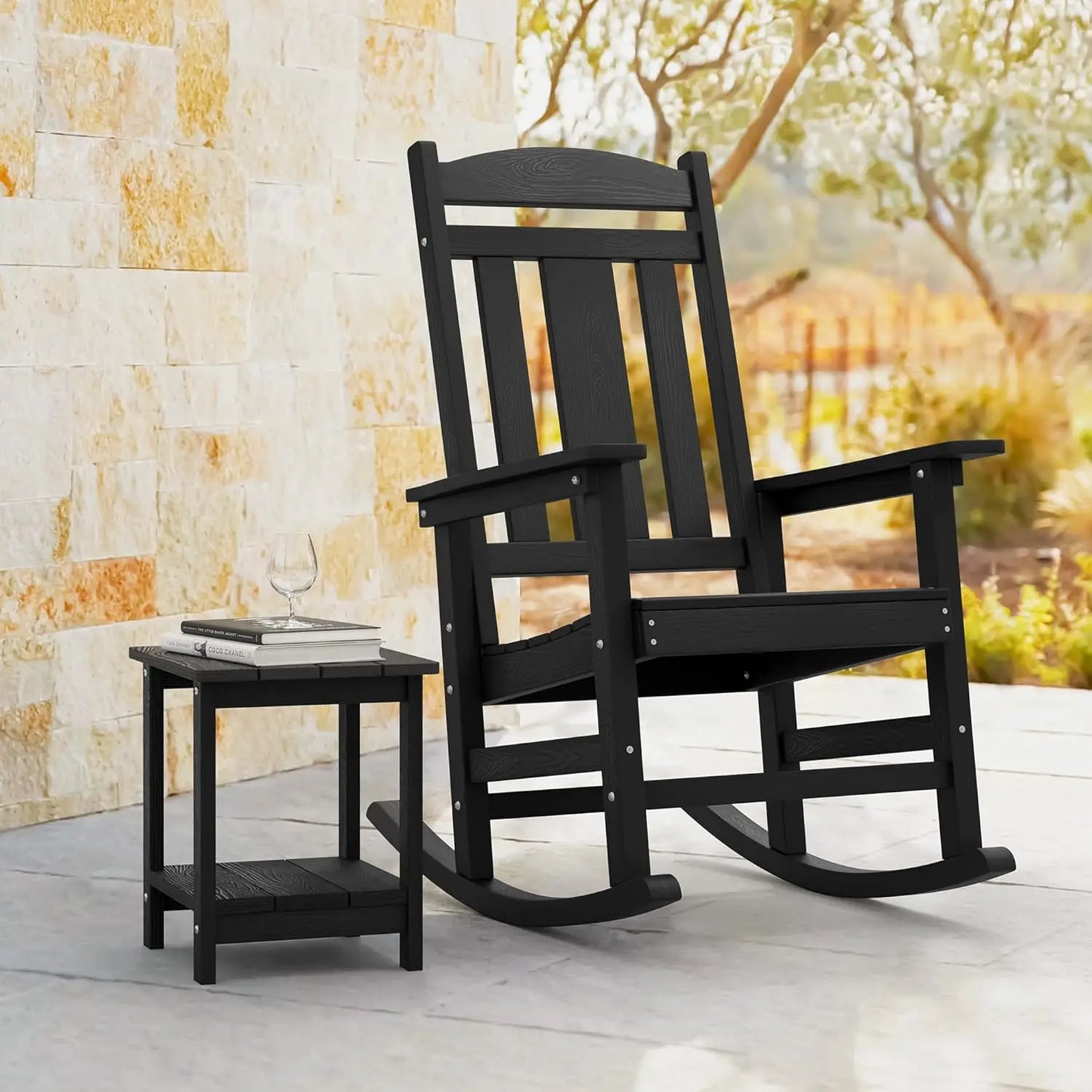 Outdoor Rocking Chairs Set of 2 Weather-Resistant Plastic Rockers