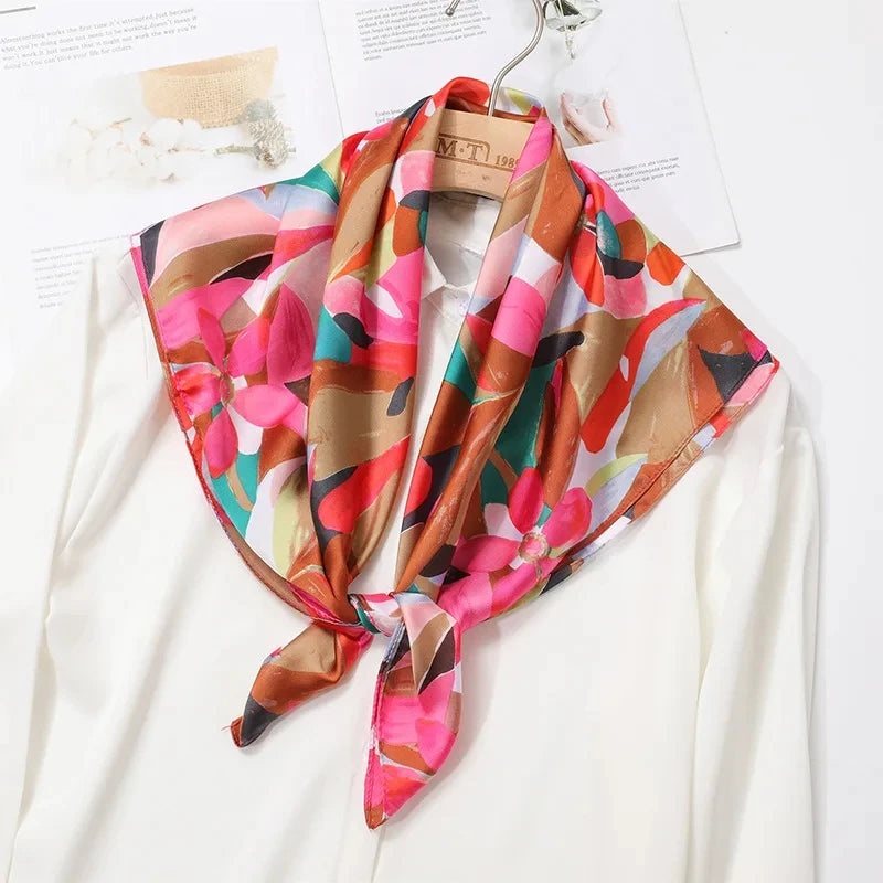 Printed Womens Polyester Scarf Square Shawl Luxury Design