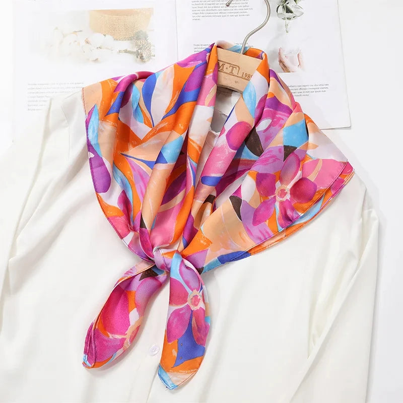 Printed Womens Polyester Scarf Square Shawl Luxury Design