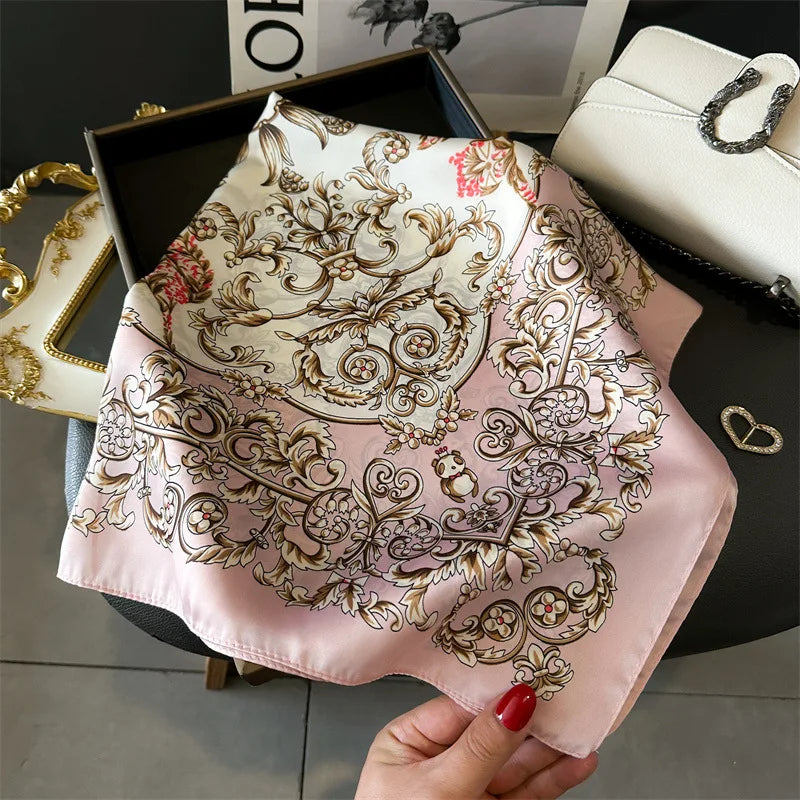 Printed Womens Polyester Scarf Square Shawl Luxury Design