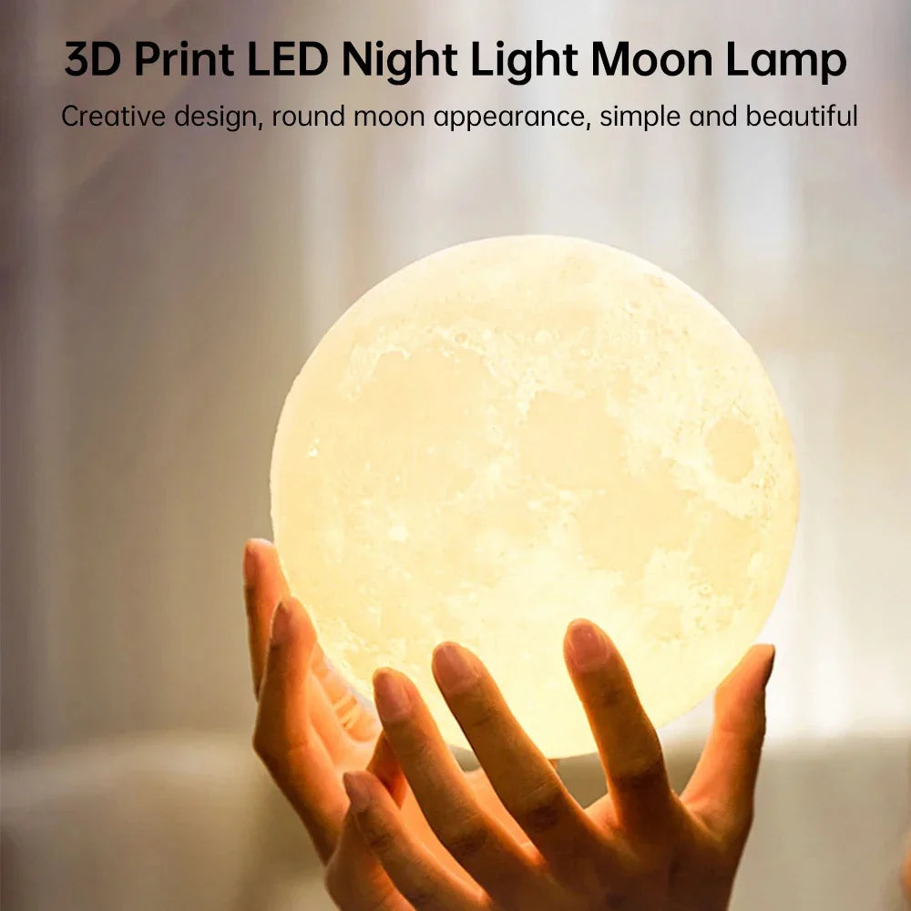 3D Moon Night Light Desk Lamp For Bedroom Decor Ambience
