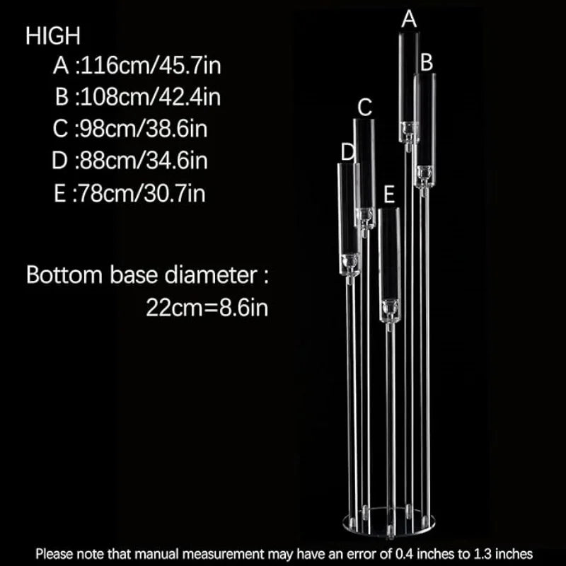 Acrylic 5-Arm LED Candelabra Taper Candle Holders Centerpiece