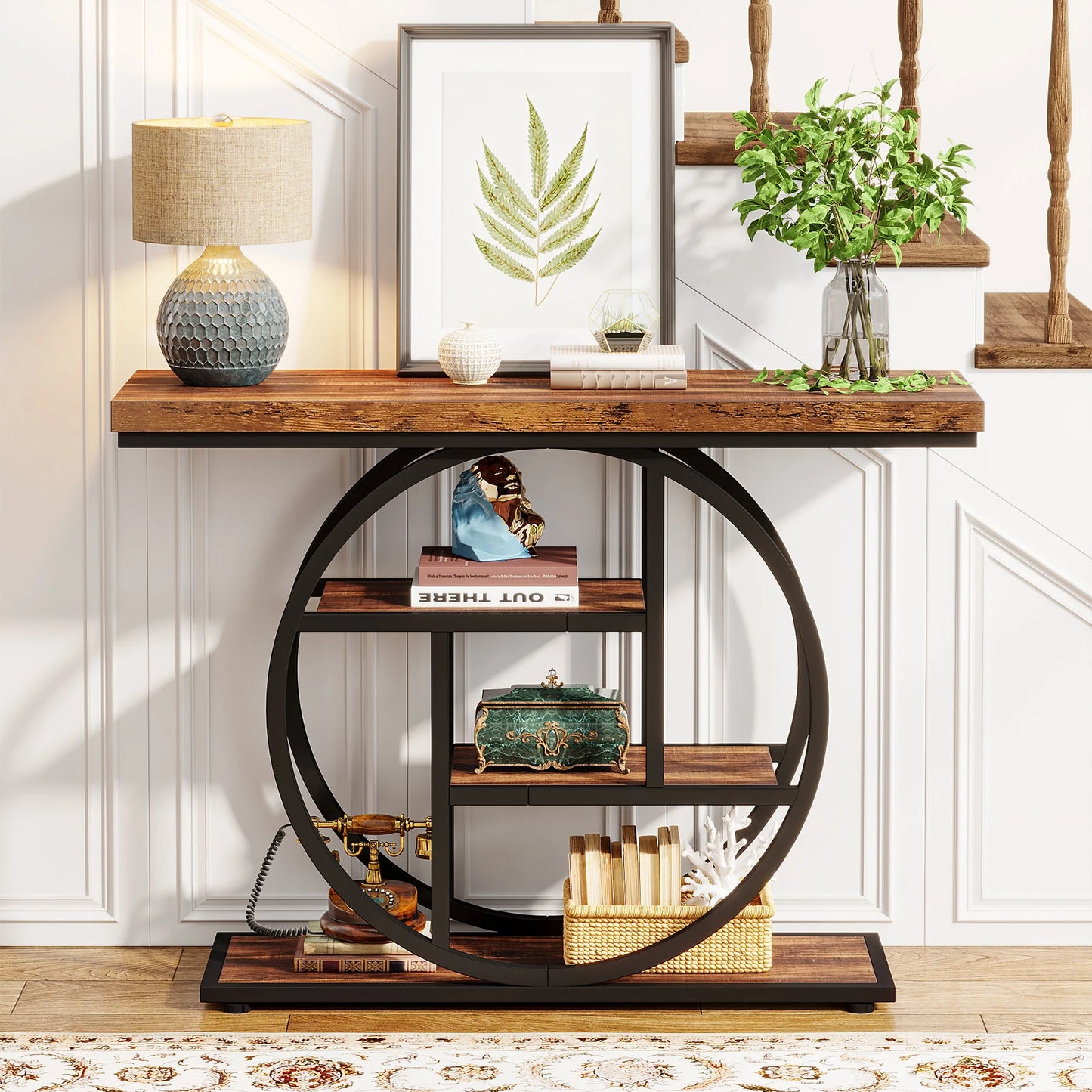 Tribesigns Four Tier Industrial Console Table For Entryway Hallway Storage
