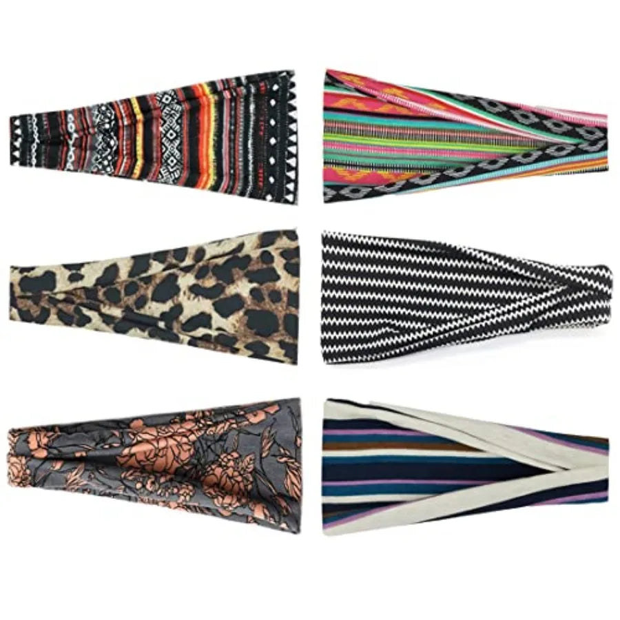 Boho Wide Headbands For Women Yoga Hair Accessories 6 Pack