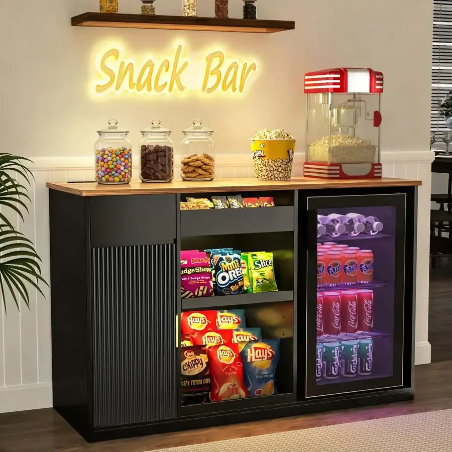 XMSJ Snack Bar Cabinet With Fridge Space And Candy Display