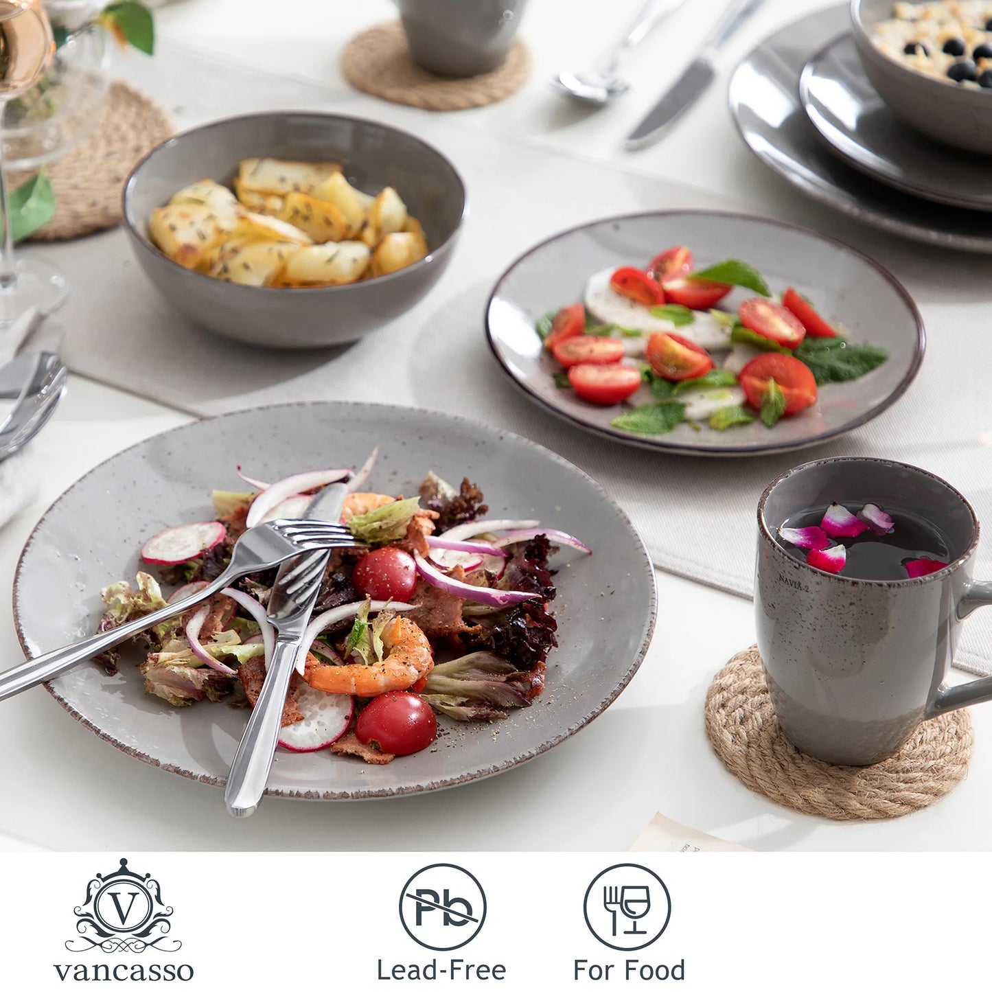 Malacasa Navia Stoneware Dinnerware Set Tableware Collection