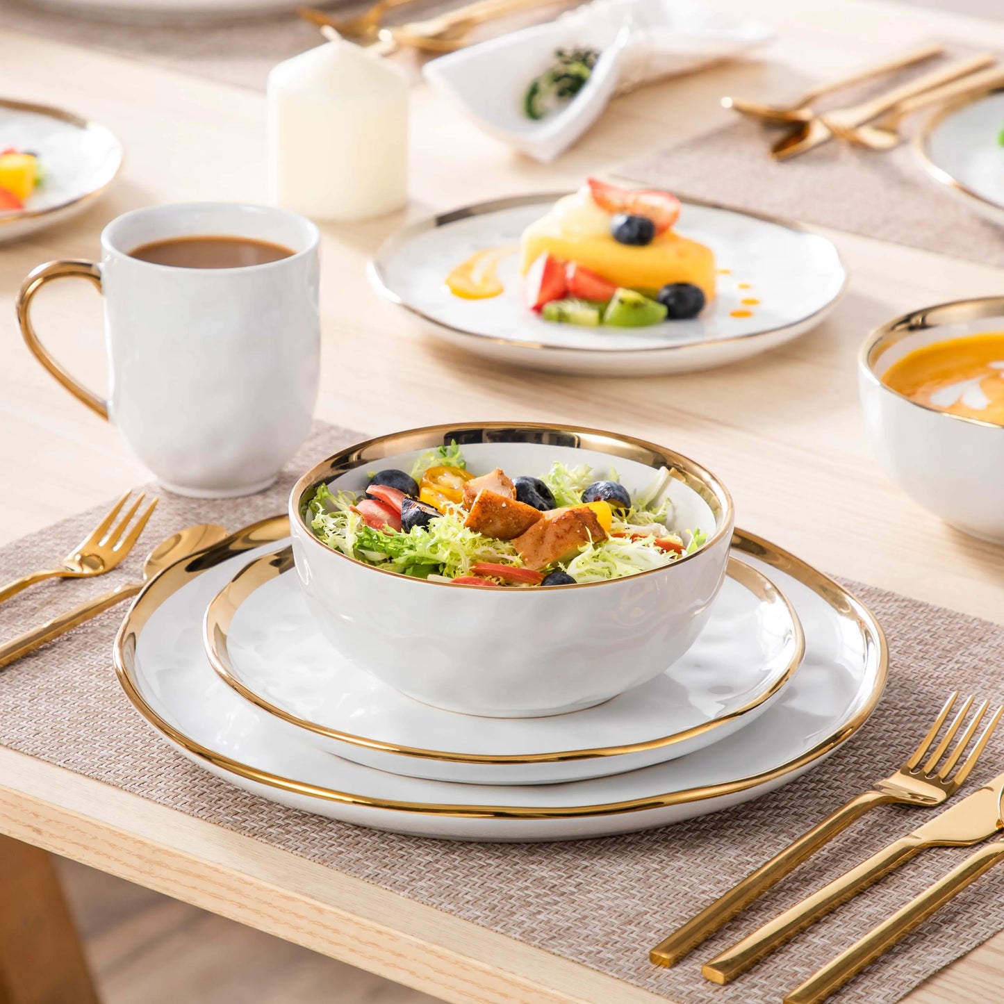 MALACASA Stoneware Dinnerware Set For Everyday Dining Service