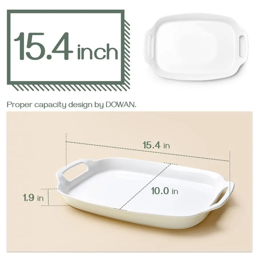 XMSJ Porcelain Serving Tray With Handles for Entertaining