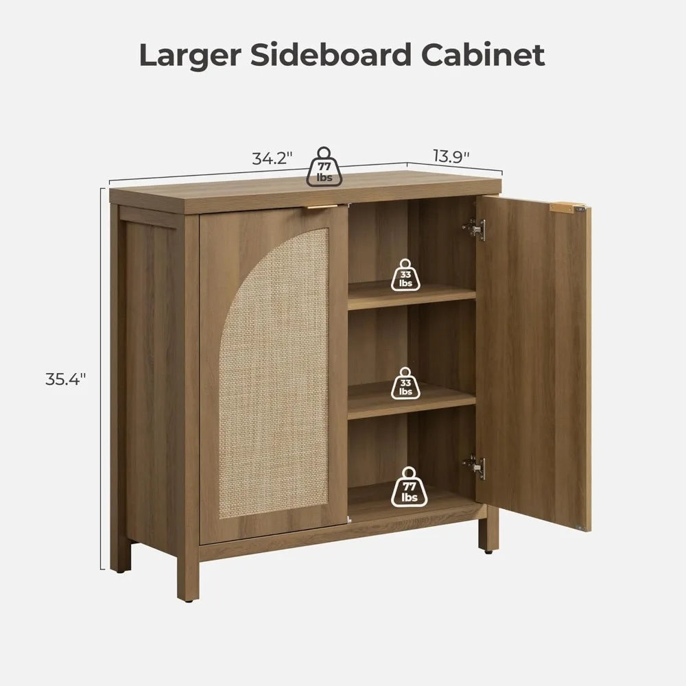 Rattan Sideboard Buffet Cabinets Set Of 2 For Living Room