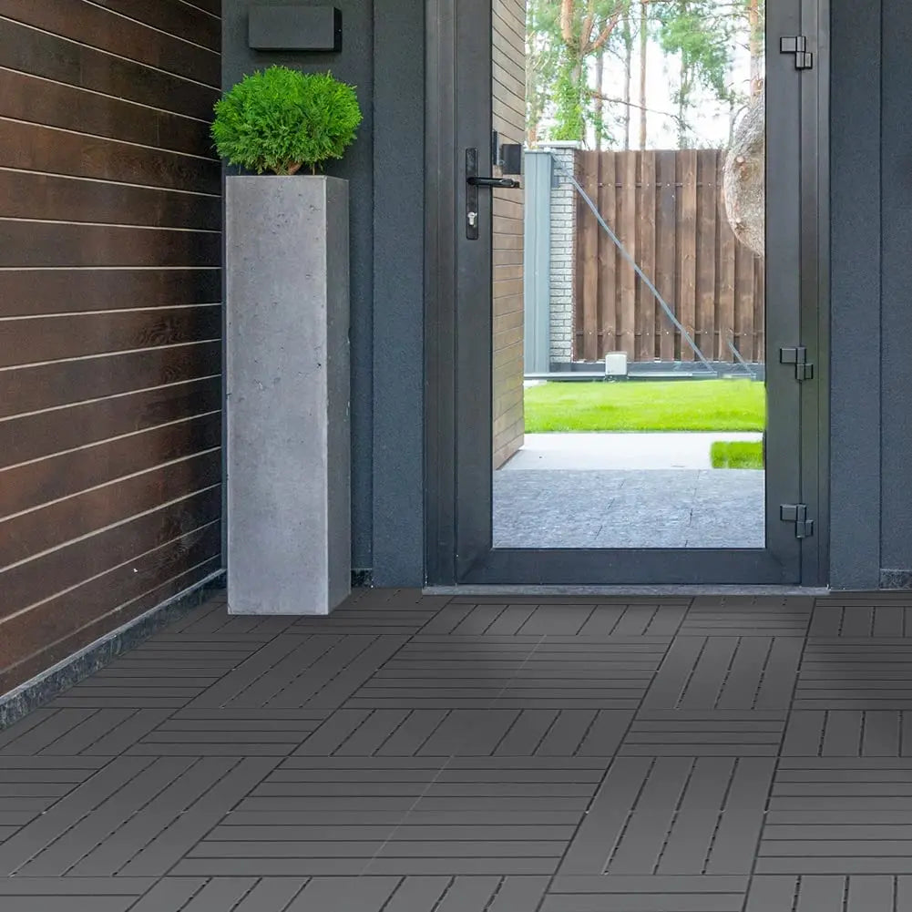 Slip-Resistant Plastic Interlocking Deck Tiles All-Weather Patio Flooring
