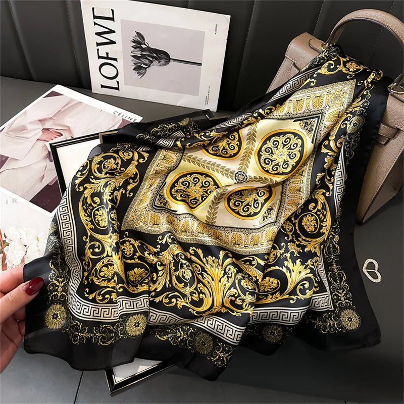 Printed Womens Polyester Scarf Square Shawl Luxury Design