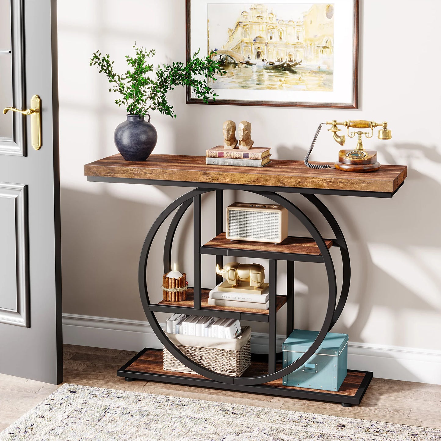 Tribesigns Four Tier Industrial Console Table For Entryway Hallway Storage