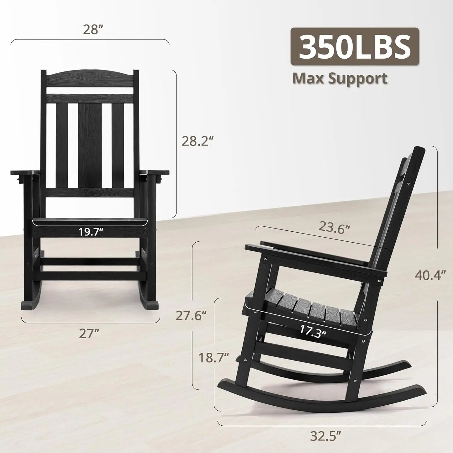 Outdoor Rocking Chairs Set of 2 Weather-Resistant Plastic Rockers