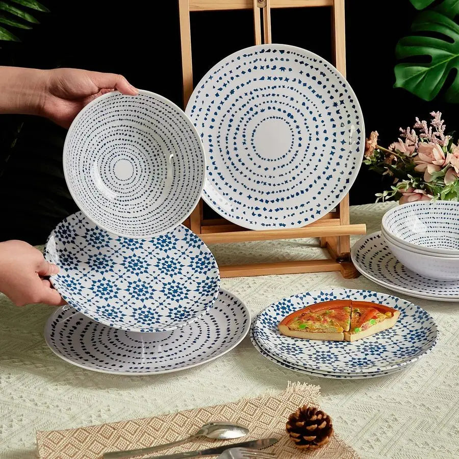 Dinnerware Set of 12 Pcs Dinner Dishes Set Bowls and Plates for Indoor and Outdoor with Unbreakable Nonbreakable Lightweight Din