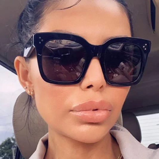 Shukui Oversized Square Sunglasses For Women Retro Vintage Driving Eyewear