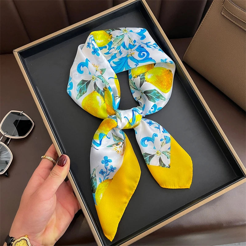 Printed Womens Polyester Scarf Square Shawl Luxury Design