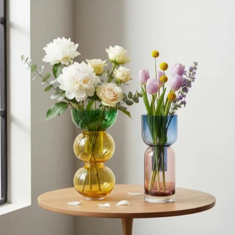 Reversible Glass Flower Vase and Bud Vase Set of 2