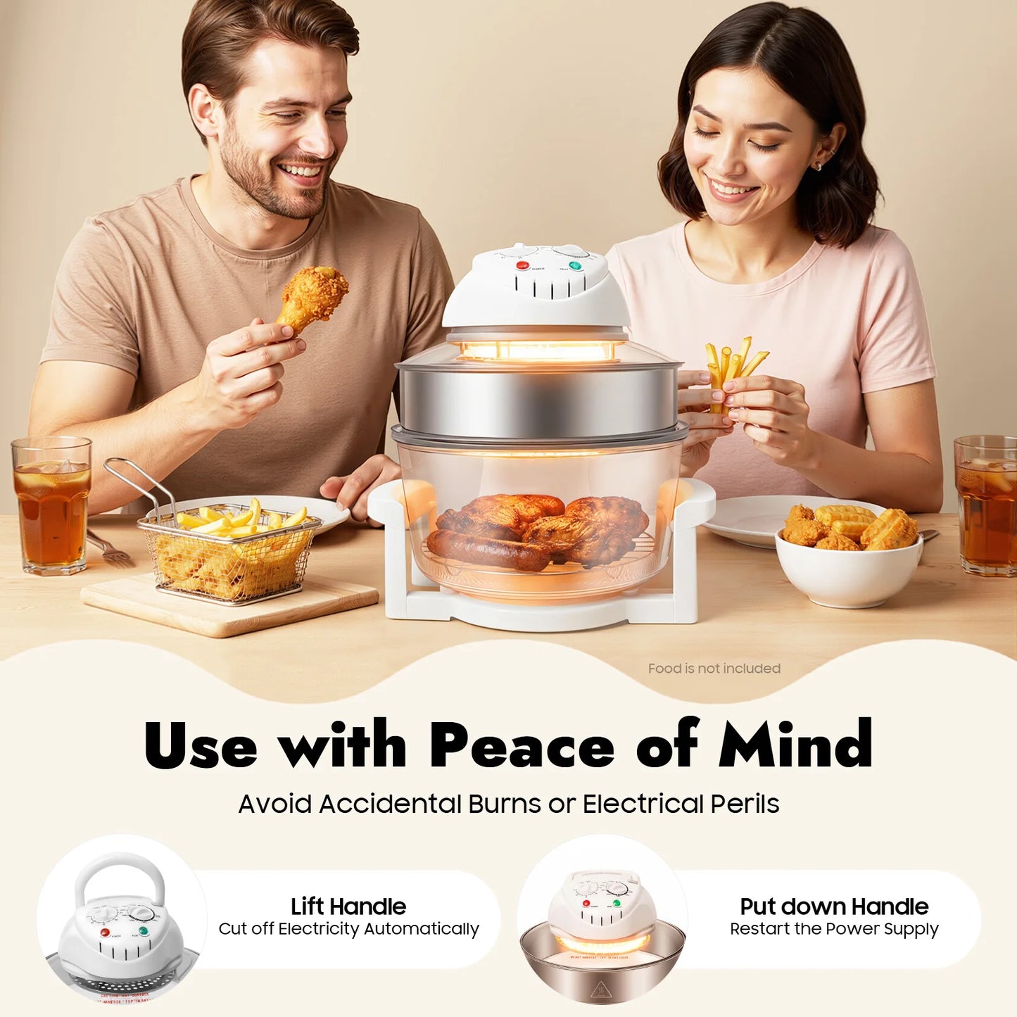 Visual Air Fryer 110V 1200W 360 Degree Hot Air Circulation Grill Rack