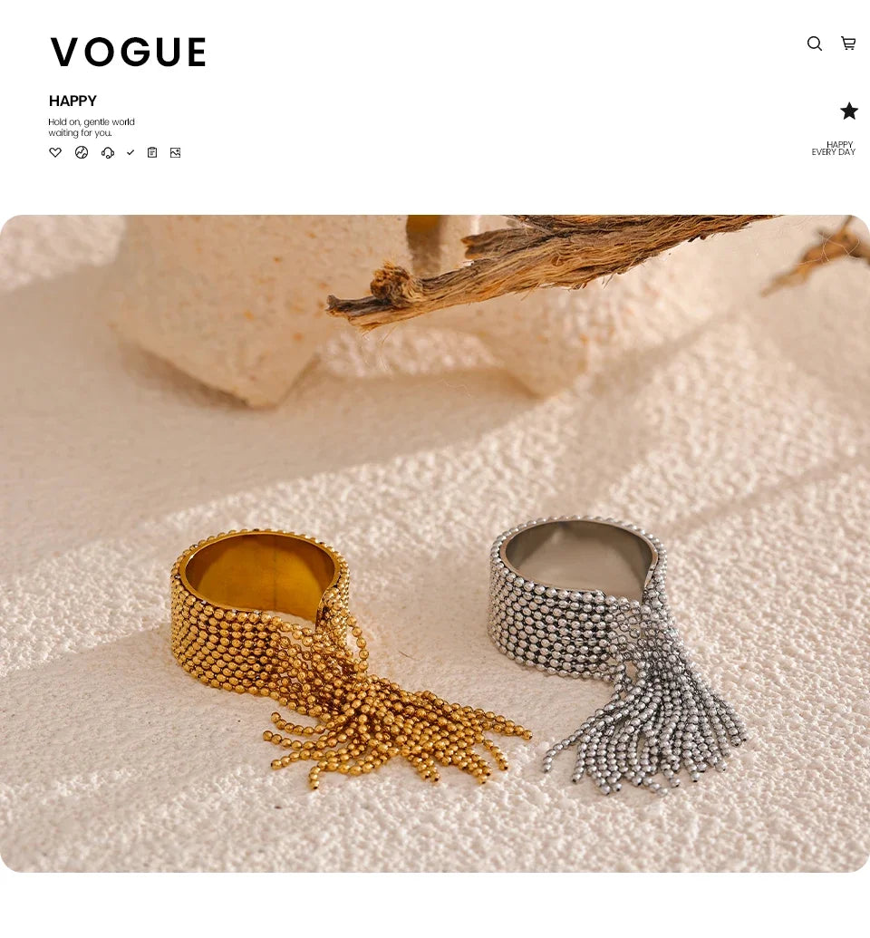 Yhpup Declaration Series Stainless Steel Chain Tassel Ring