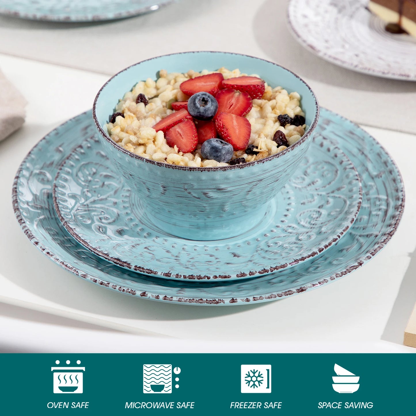 MALACASA Vine Ceramic Dinnerware Set Stoneware Tableware