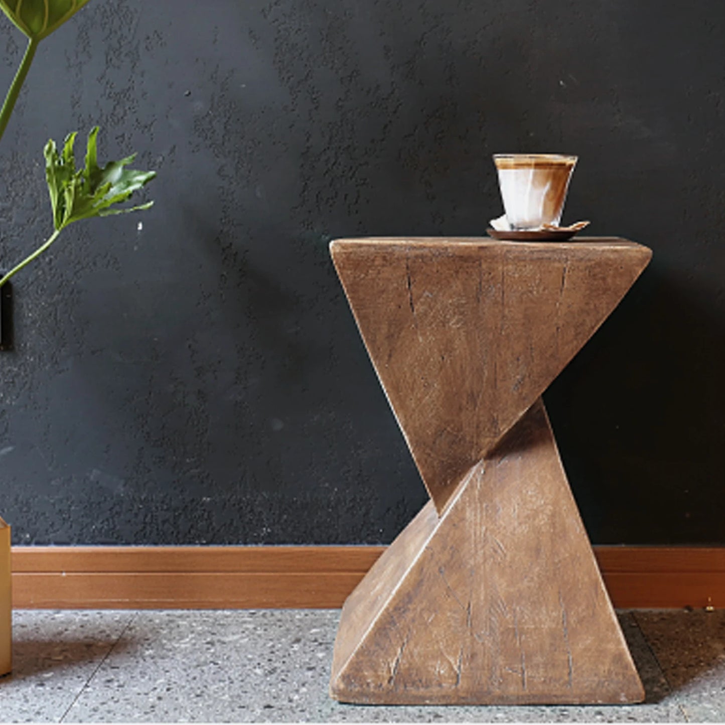 Lightweight Concrete Triangle Accent Table For Indoor And Outdoor