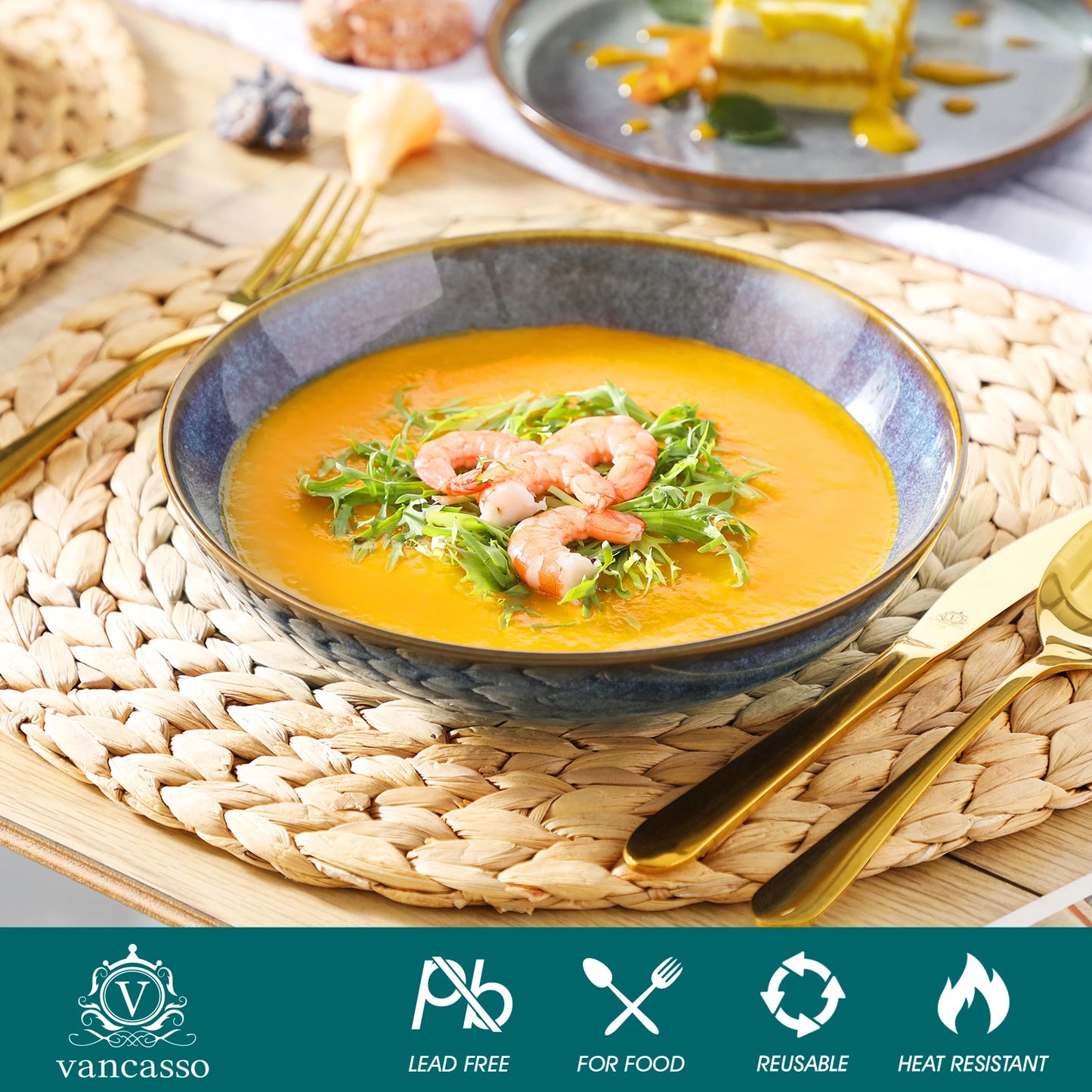 MALACASA Reactive Stoneware Dinnerware Set with Plates and Bowls