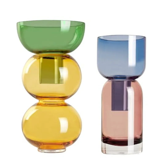 Reversible Glass Flower Vase and Bud Vase Set of 2