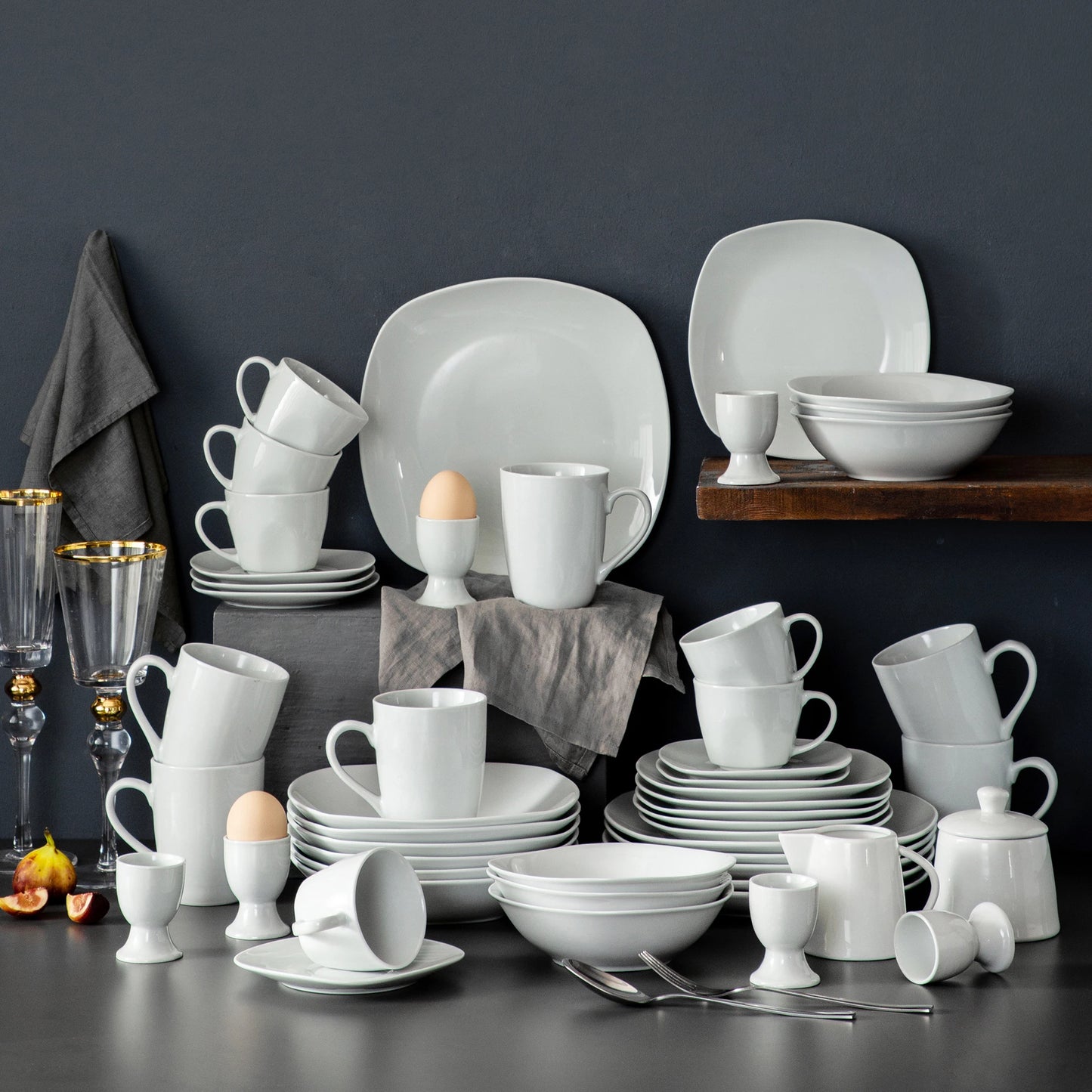 MALACASA Elisa Porcelain Dinnerware Set With Cups And Bowls