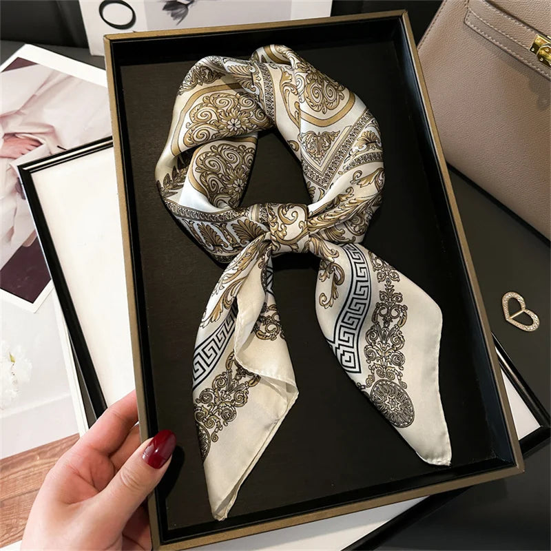 Printed Womens Polyester Scarf Square Shawl Luxury Design
