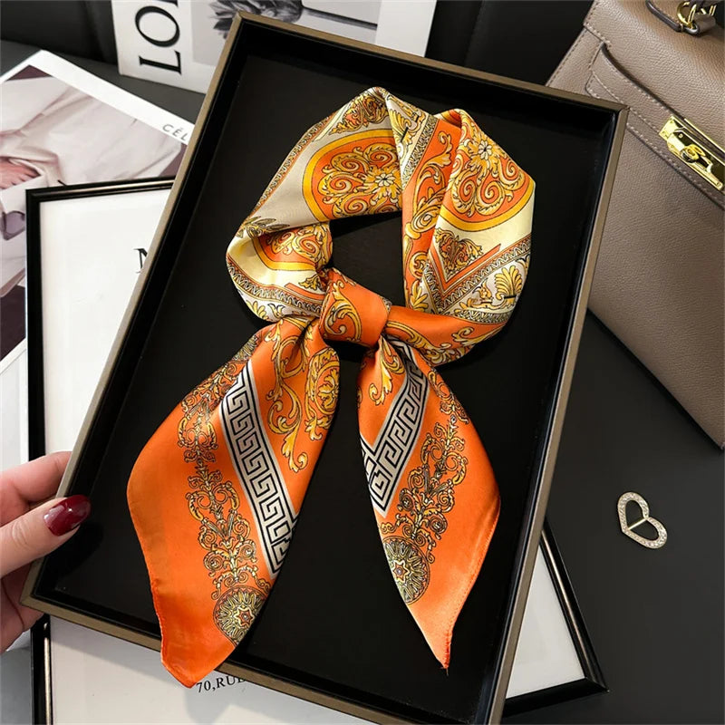 Printed Womens Polyester Scarf Square Shawl Luxury Design