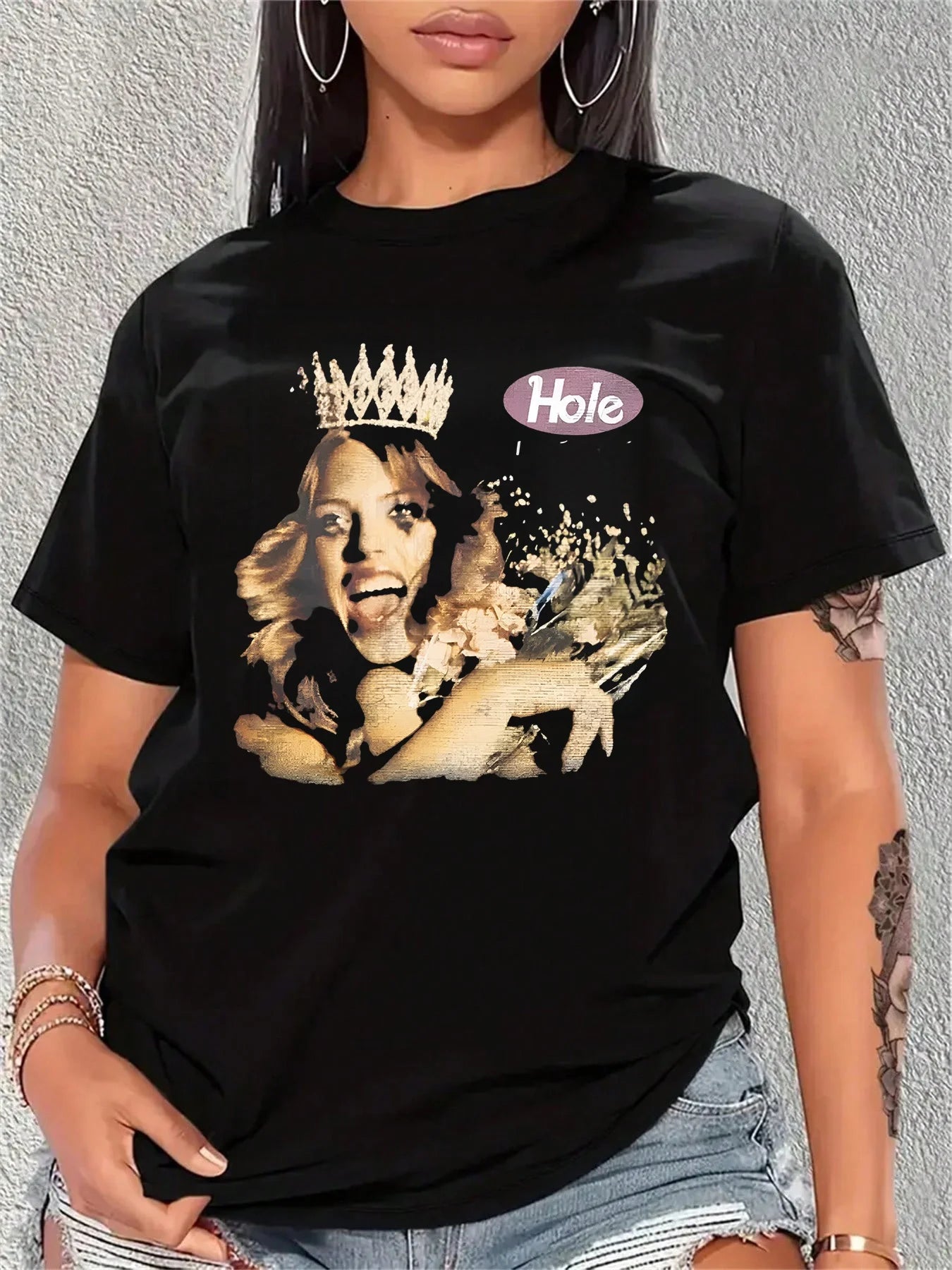 Hole Band T Shirt Premium Cotton Oversized Band Tee