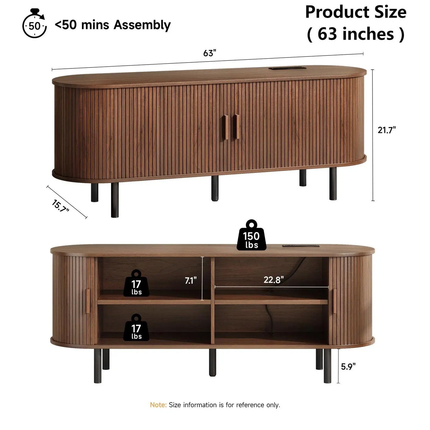 TV Stand with Power Outlet for TVs up to 60/70", Entertainment Center, TV Table with Sliding Doors Storage Adjustable Shelves