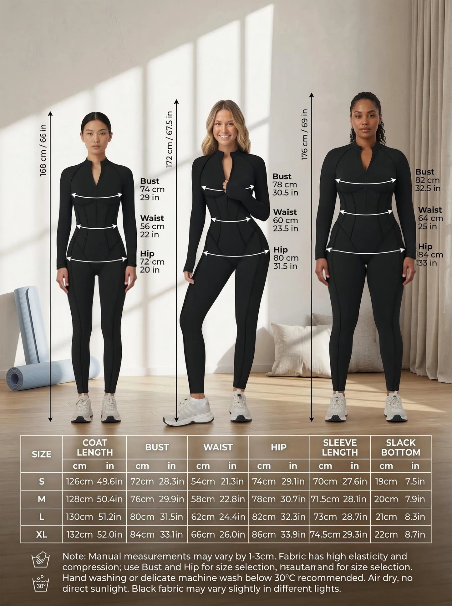 Zip Front Long Sleeve Yoga Jumpsuit For Women, Tummy Control
