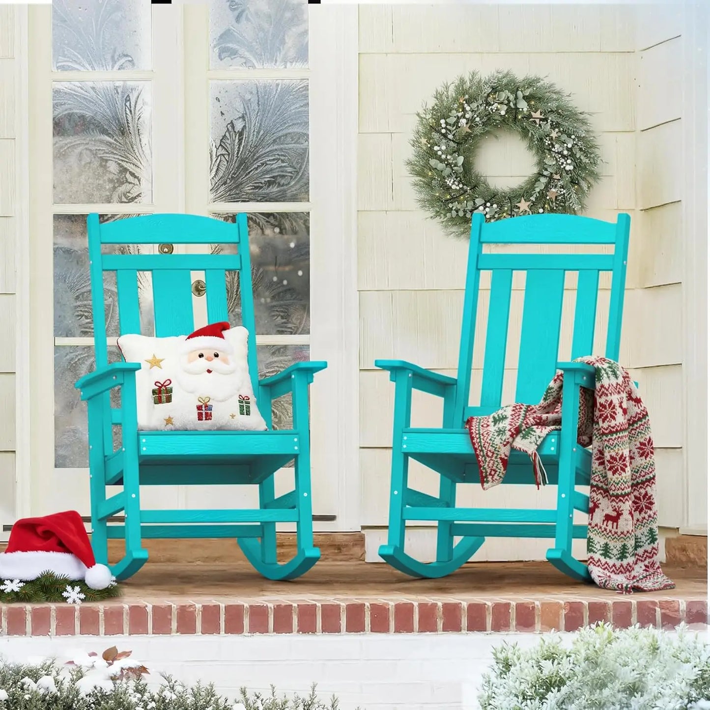 Outdoor Rocking Chairs Set of 2 Weather-Resistant Plastic Rockers