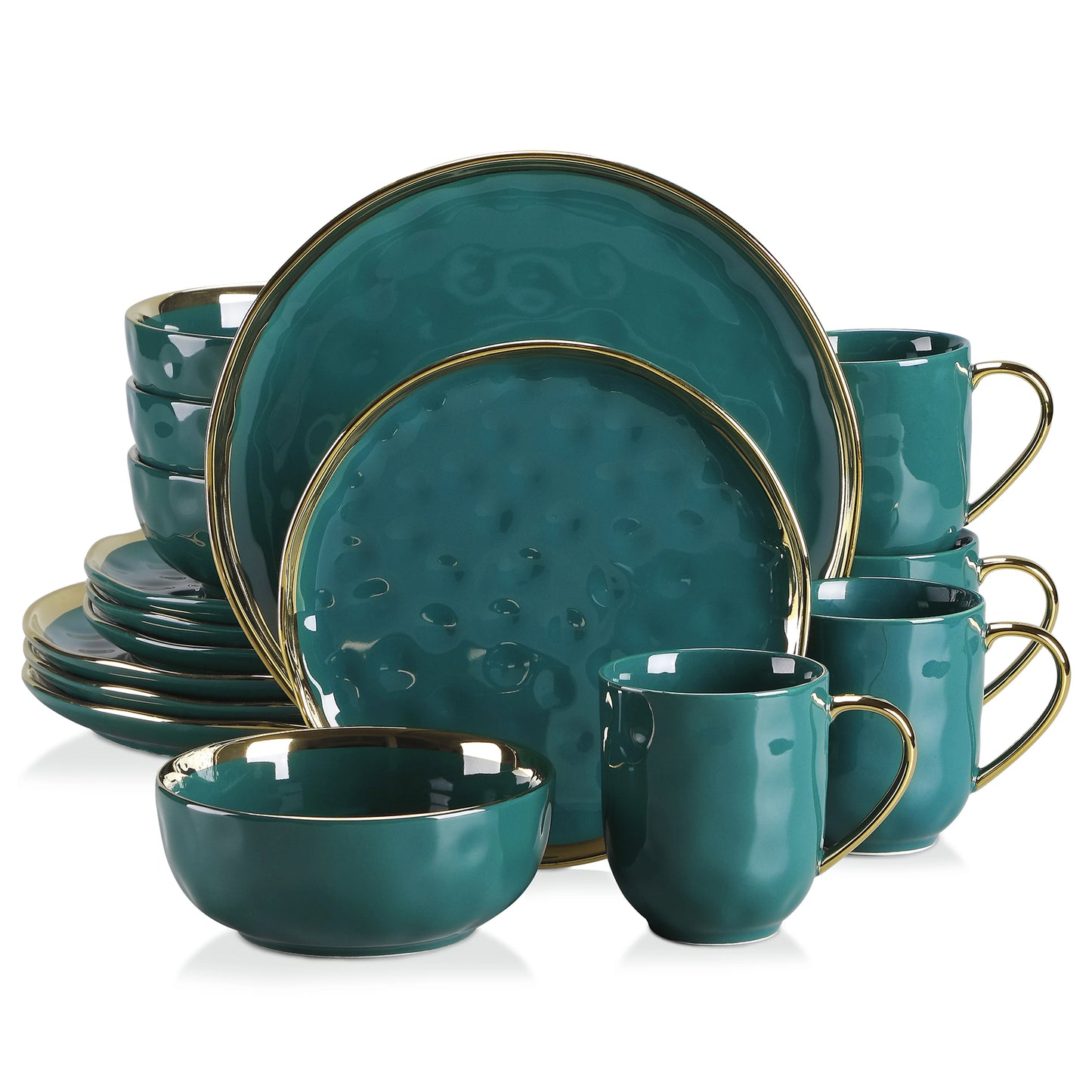 MALACASA Porcelain Dinnerware Set With Gold Trim For Home Use
