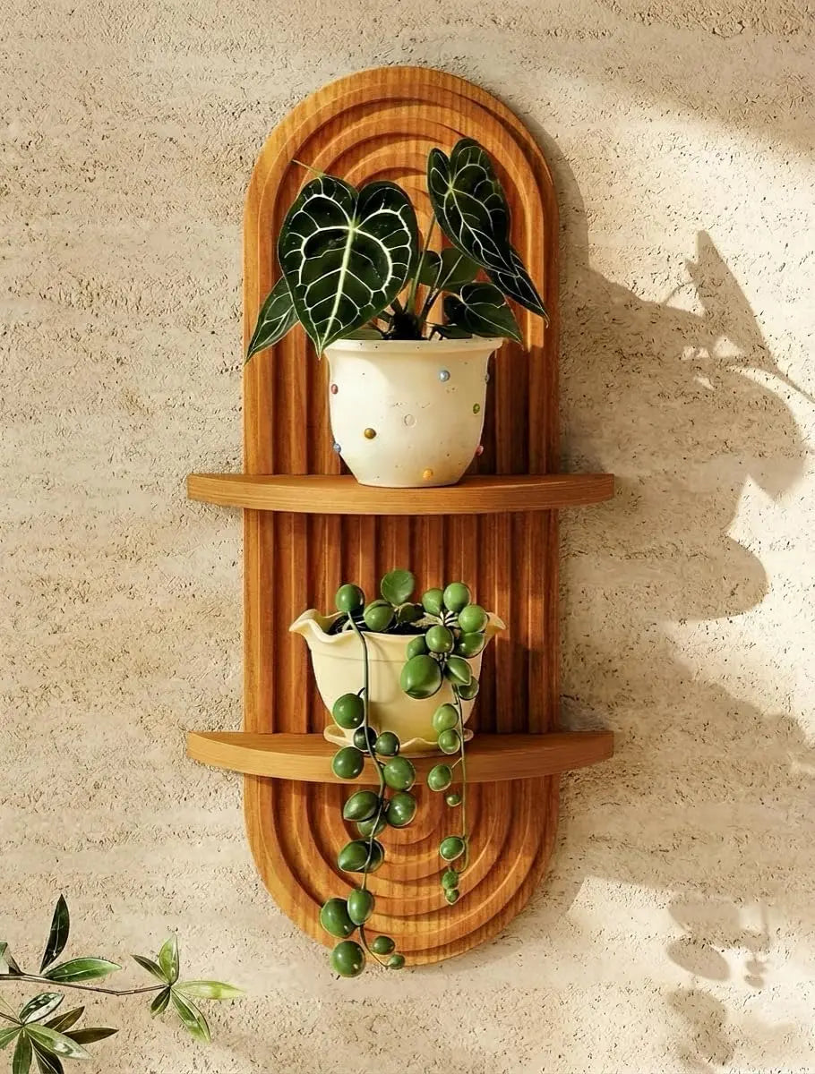 Boho Wall Shelf Tier Hanging Plant Shelf Mid Century Modern