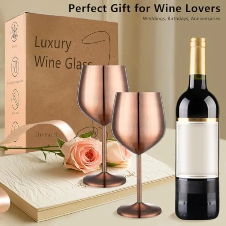 Stainless Steel Wine Glasses Set of 4 Unbreakable Goblets Outdoor