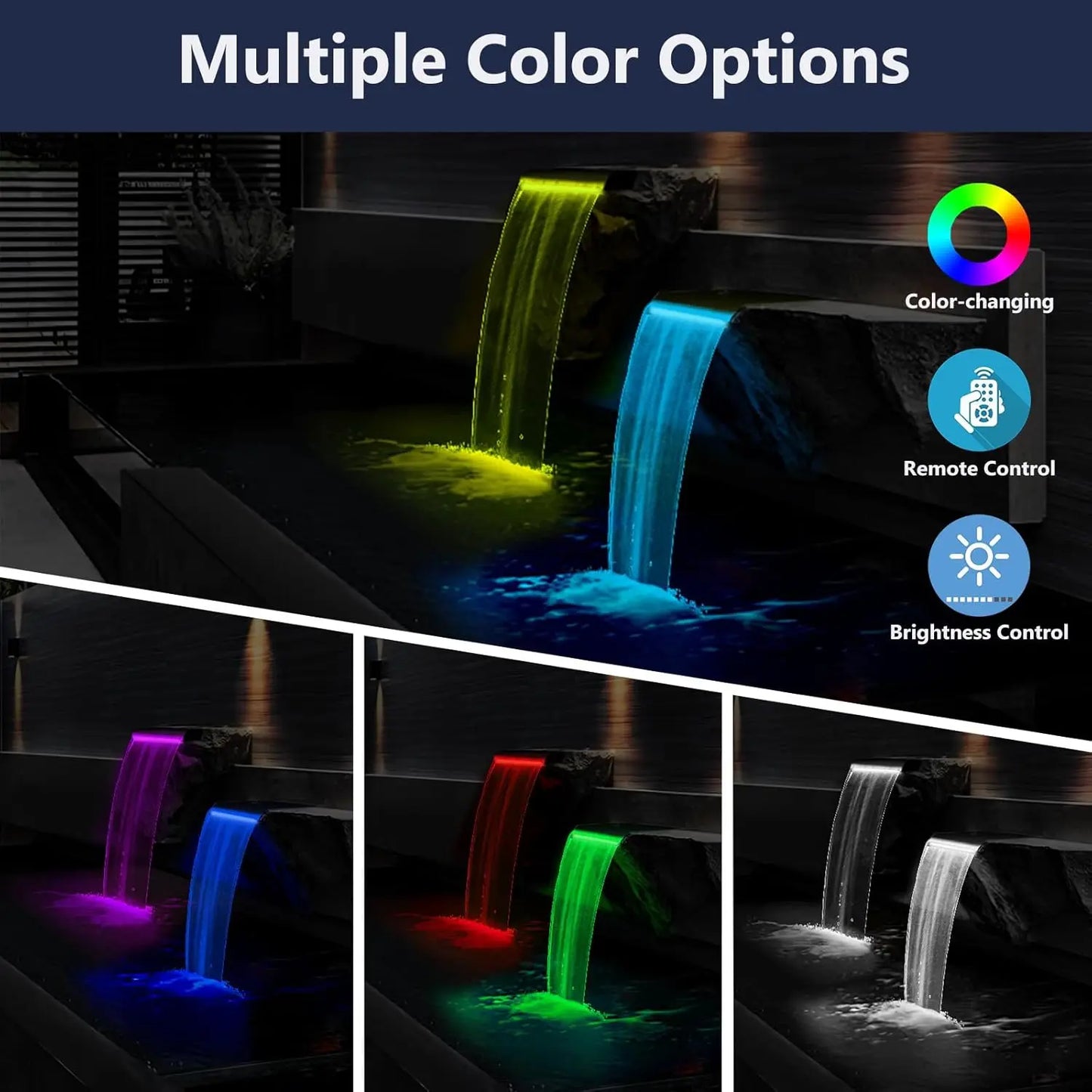 All-in-One Stainless Steel Pond Waterfall Kit With LED Lights