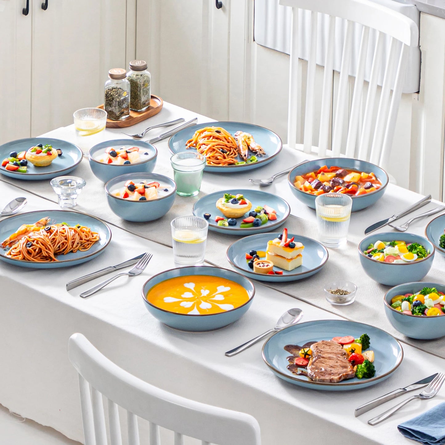 MALACASA Nymph Ceramic Dinnerware Set 16 32 Pieces Glazed Tableware