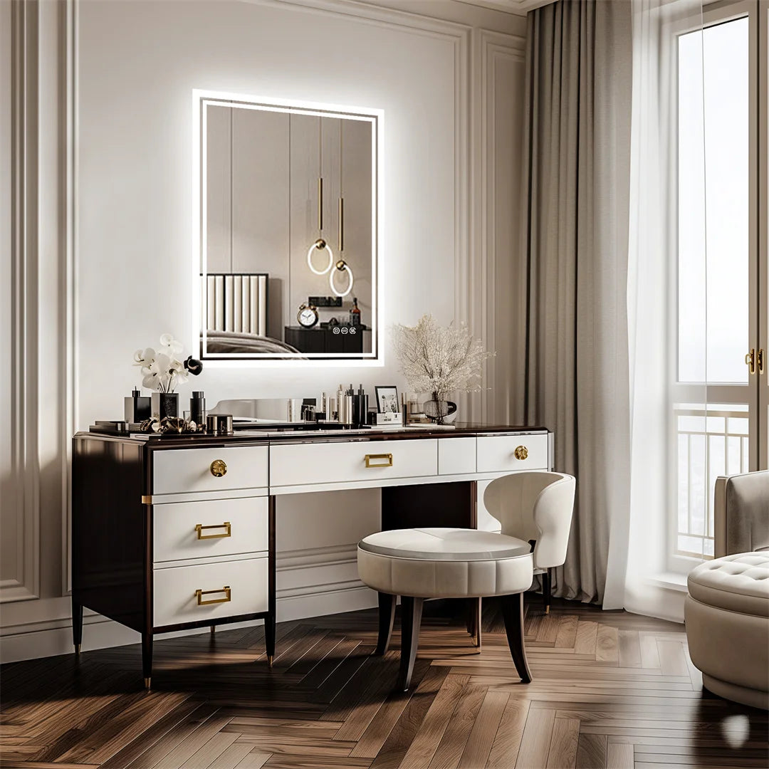 LUVODI LED Backlit Frameless Dimmable Anti Fog Bathroom Mirror
