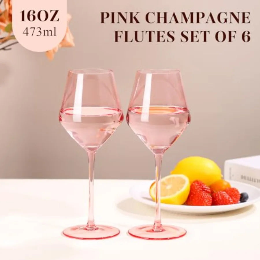 Hand Blown Crystal Wine Glasses With Tall Long Stems