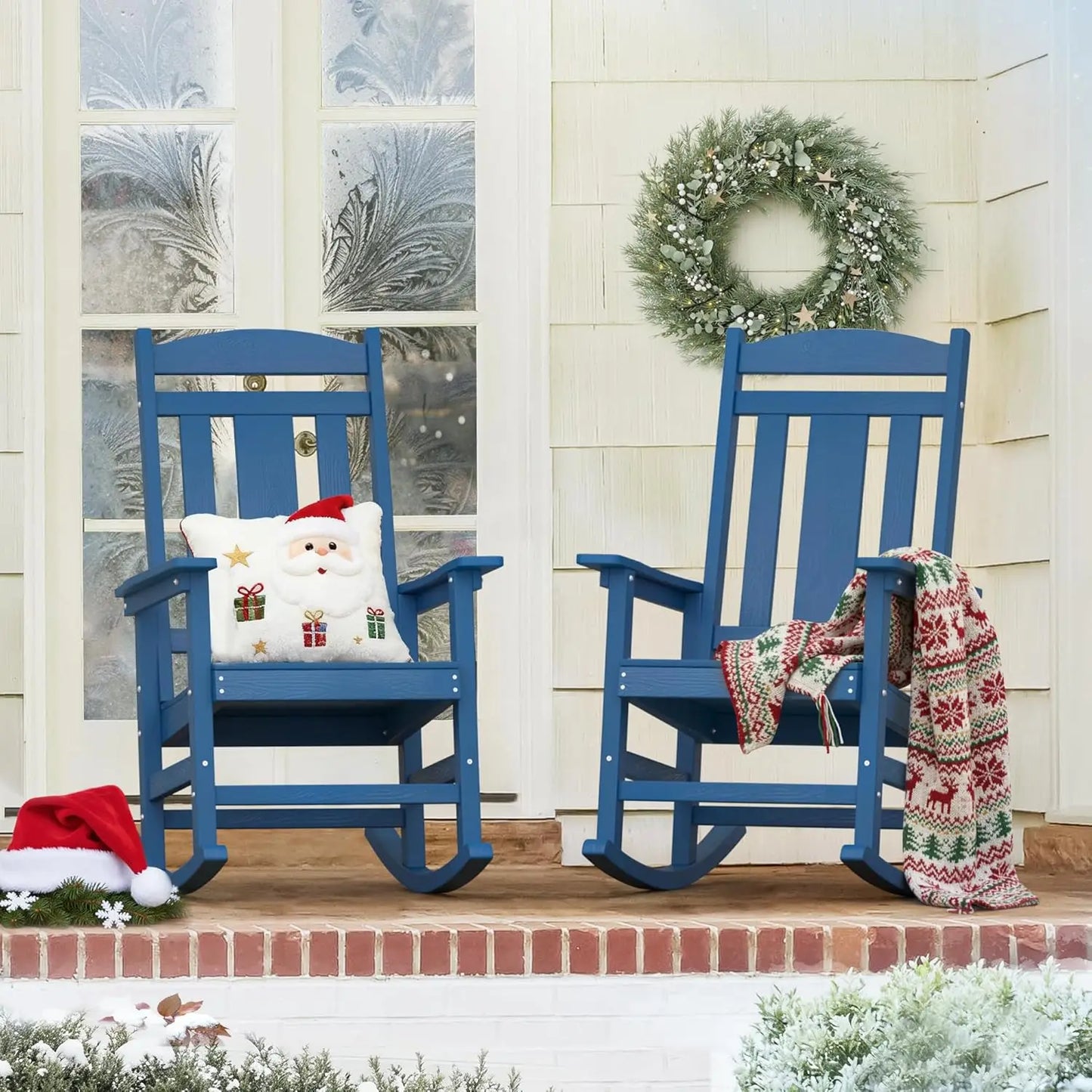 Outdoor Rocking Chairs Set of 2 Weather-Resistant Plastic Rockers