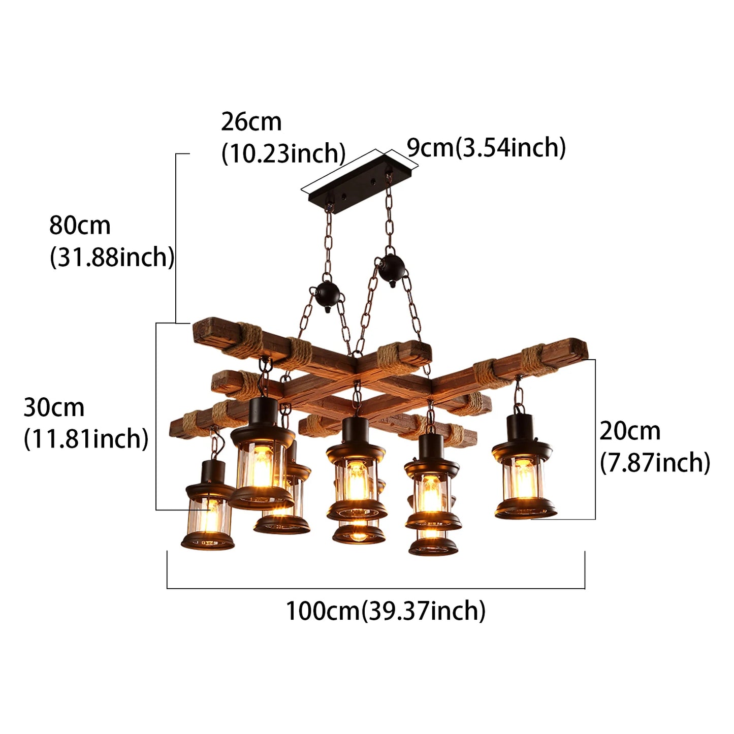 Vintage Wood Ceiling Chandelier Industrial Pendant Light