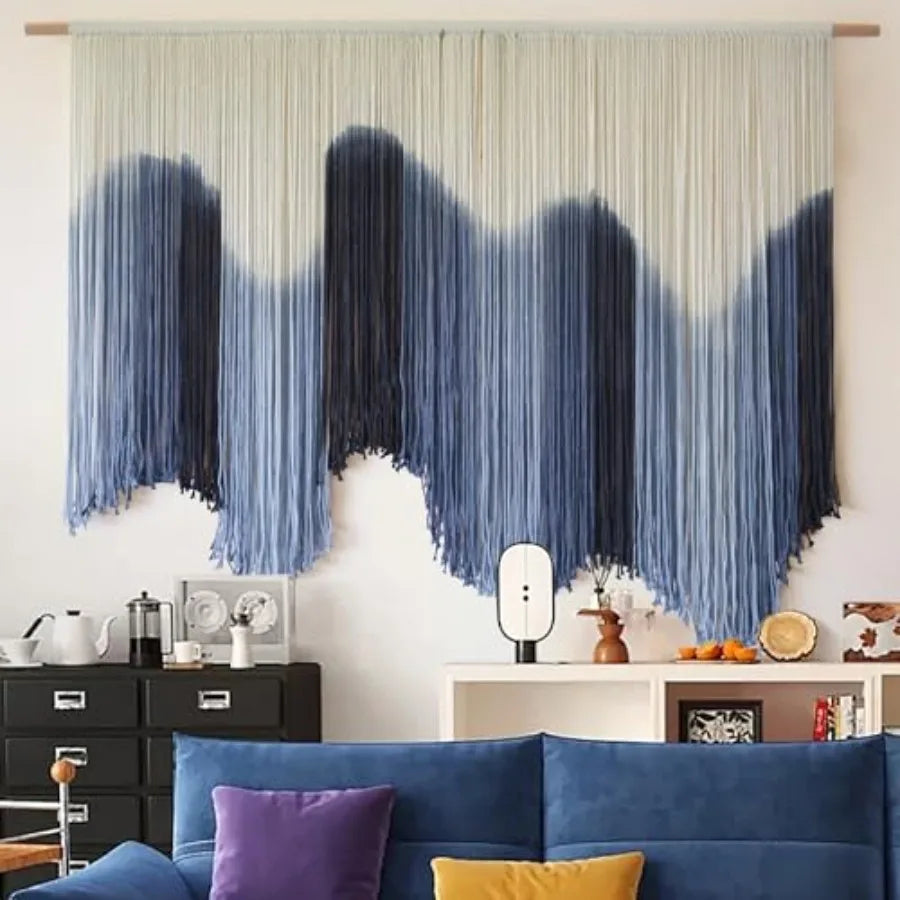 Macrame Wall Hanging Dip Dyed Fiber Art Tapestry Boho Decor