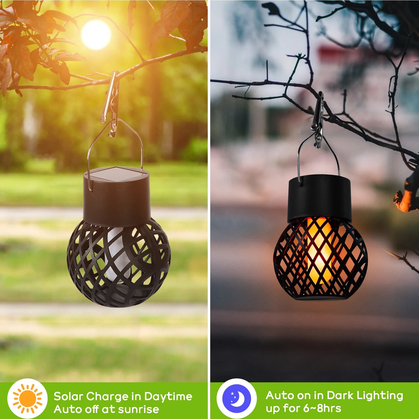 Solar Powered Outdoor Hanging Lights For Courtyards And Gardens